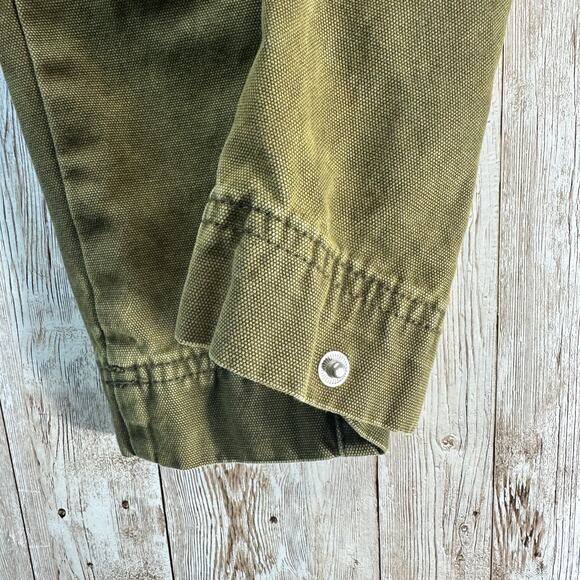Forever 21 High-Rise Pants Womens L 30x27 Olive Green Snap Hem Canvas Streetwear - Picture 7 of 10